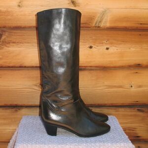 Vintage 80's Black Tall Heeled Leather Boots